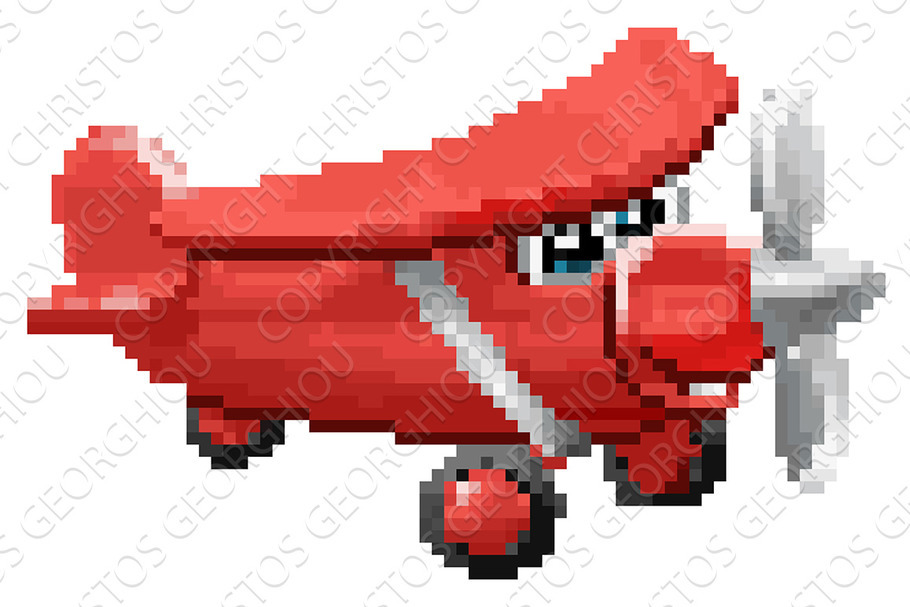 Airplane 8 Bit Pixel Game Art in Illustrations - product preview 8