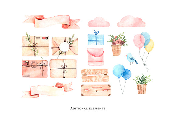Spring watercolor bicycle in Illustrations - product preview 4