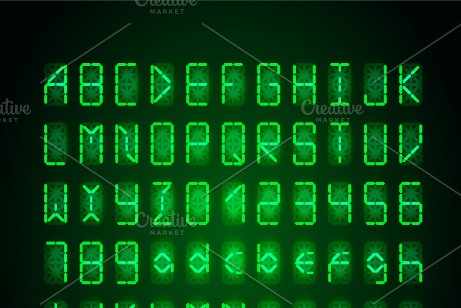 Green digital retro clock font in Objects - product preview 8