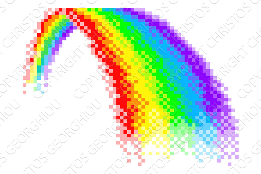 Rainbow Pixel Art 8 Bit Arcade Video in Illustrations - product preview 8