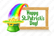 Happy St Patricks Day Pixel Art Sign