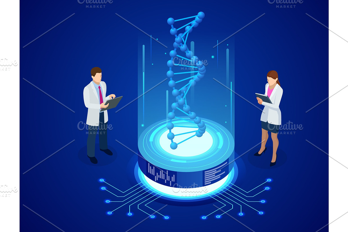 Isometric DNA helix, DNA Analysing in Illustrations - product preview 8