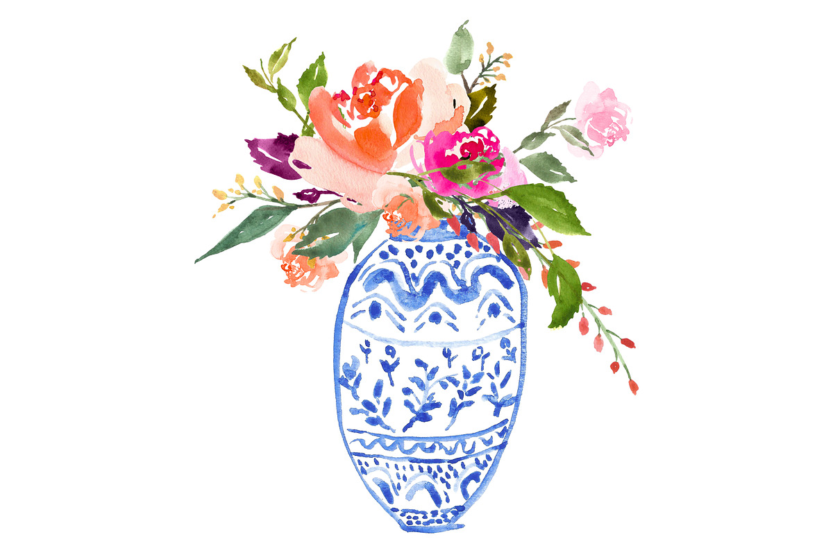 Watercolour Bouquet in Vase - No.1 in Illustrations - product preview 8