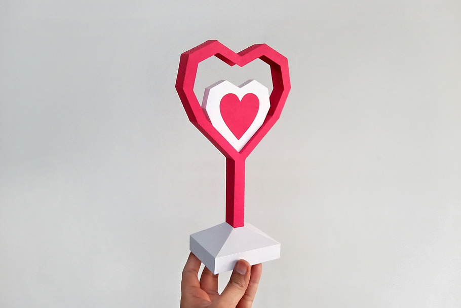 DIY Heart Trophy - 3d papercraft in Templates - product preview 8