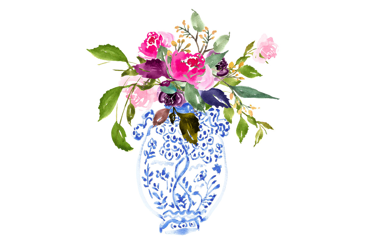 Watercolour Bouquet in Vase - No. 2 in Illustrations - product preview 8
