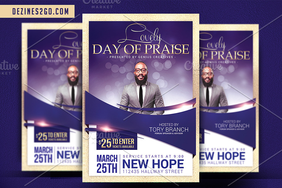 Lovely Day of Praise Church Flyer in Flyer Templates - product preview 8