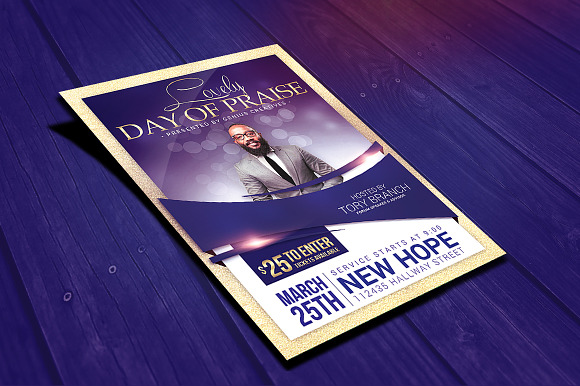 Lovely Day of Praise Church Flyer in Flyer Templates - product preview 1