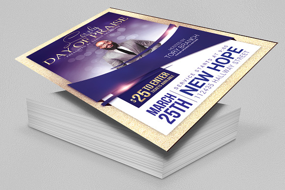 Lovely Day of Praise Church Flyer in Flyer Templates - product preview 2
