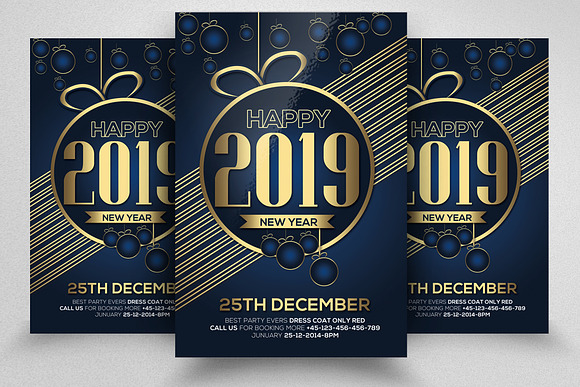 Happy New Year 4 Flyers Bundle in Flyer Templates - product preview 1