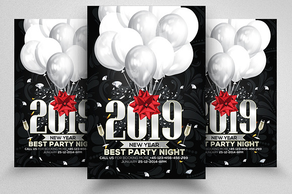 Happy New Year 4 Flyers Bundle in Flyer Templates - product preview 3