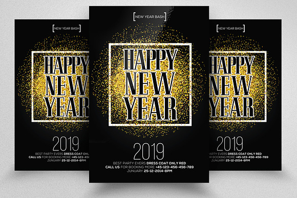 Happy New Year 4 Flyers Bundle in Flyer Templates - product preview 4