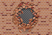 Red brick wall hole