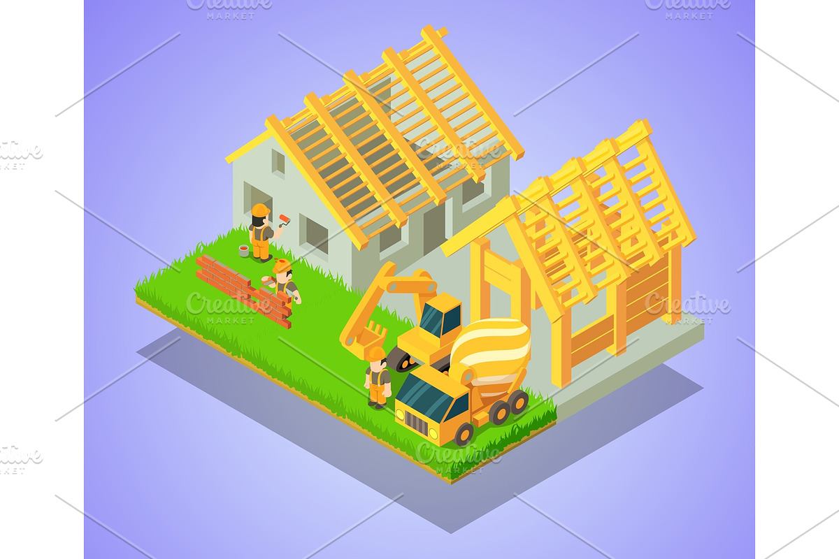 Village concept banner, isometric in Illustrations - product preview 8