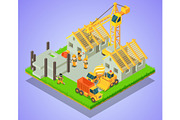 Township concept banner, isometric