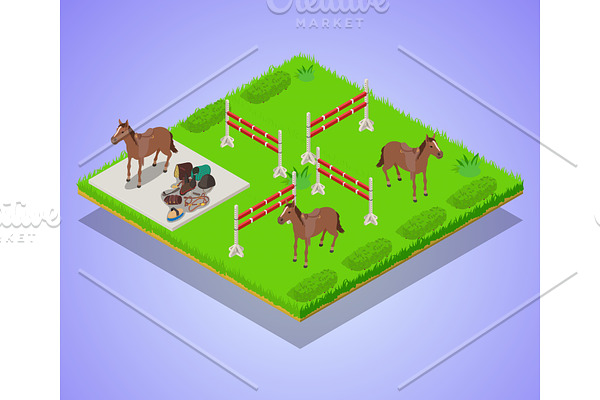 Gallop concept banner, isometric