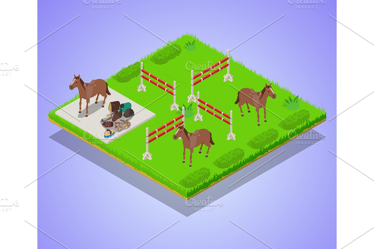 Gallop concept banner, isometric in Illustrations - product preview 8