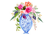 Watercolour Bouquet in Vase - No.4