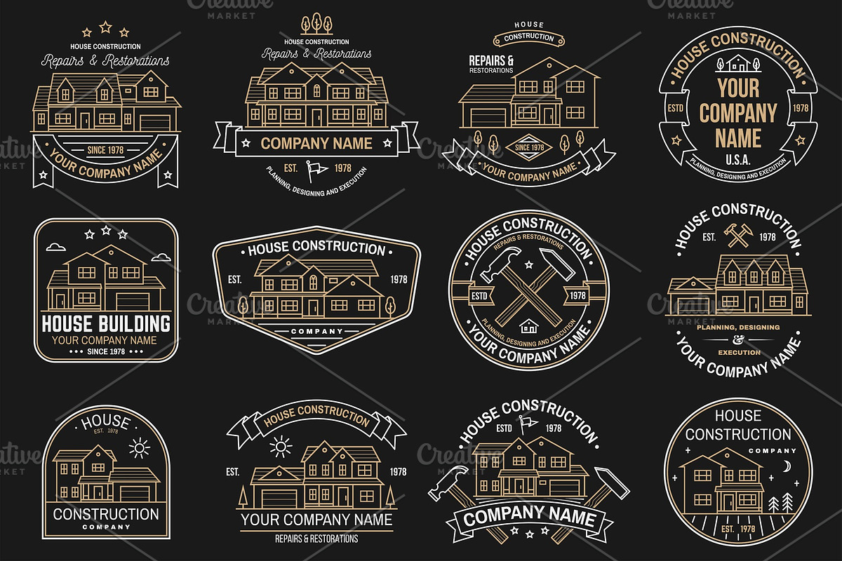 House construction company identity in Illustrations - product preview 8
