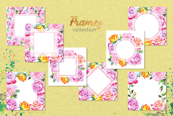 Pink  roses collection watercolor  in Illustrations - product preview 4