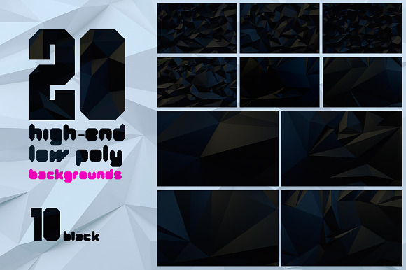 20 Low-Poly Background - Black&white in Textures - product preview 1