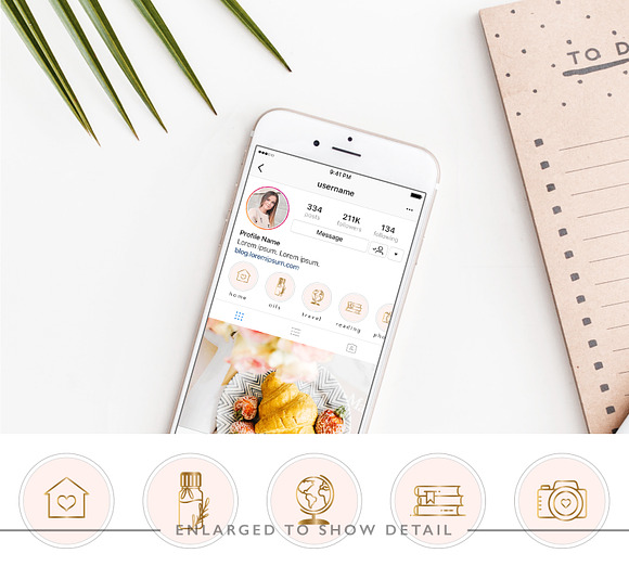 Pink Gold Instagram Highlight Covers in Instagram Templates - product preview 1