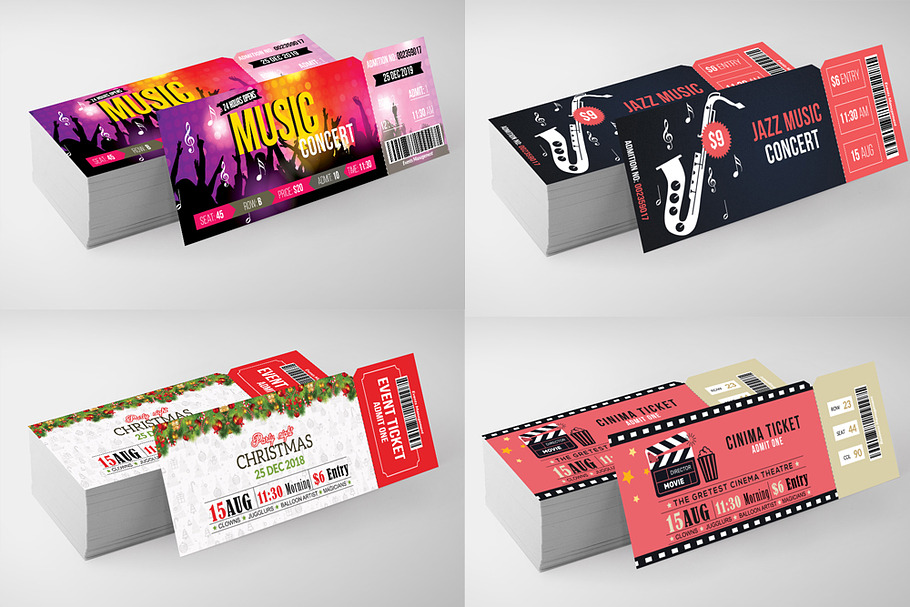 Multi Use Tickets Template Bundle in Card Templates - product preview 8