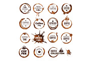 Coffee rings badges. Labels with