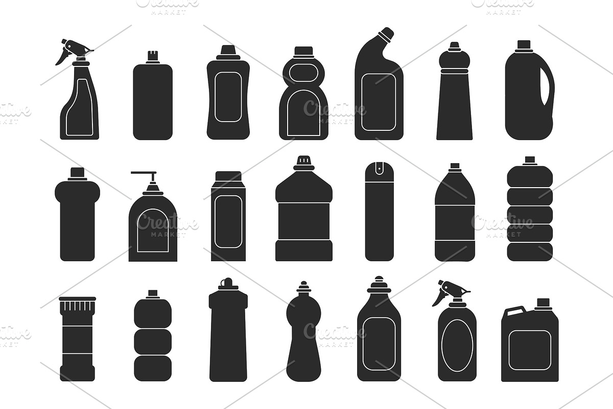 Cleaning bottles silhouettes in Graphics - product preview 8