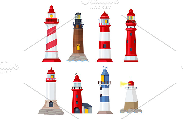 Lighthouse cartoon. Port security