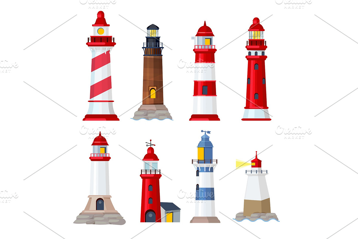 Lighthouse cartoon. Port security in Graphics - product preview 8
