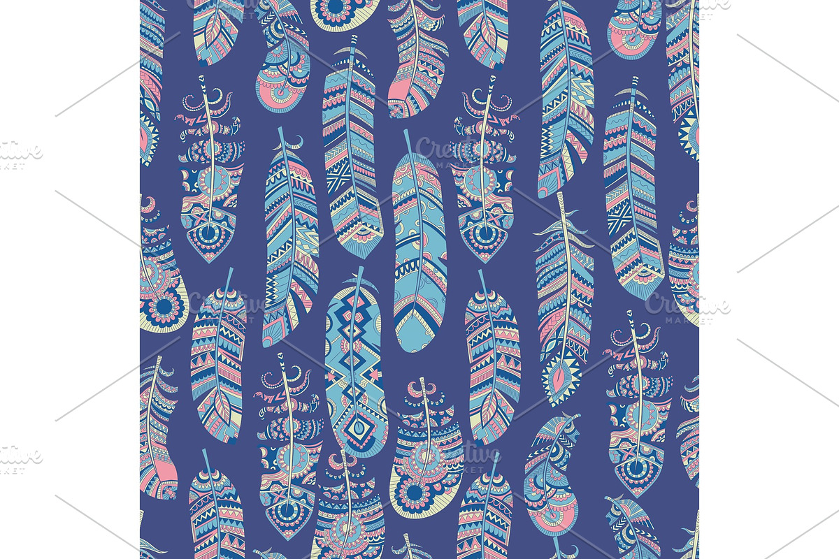 Ethnic feathers pattern. Tribal in Graphics - product preview 8