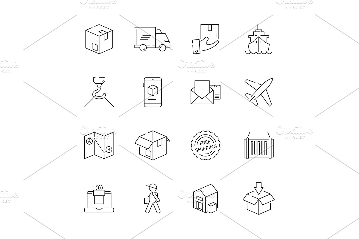 Delivering icons. Shipping logistics in Graphics - product preview 8