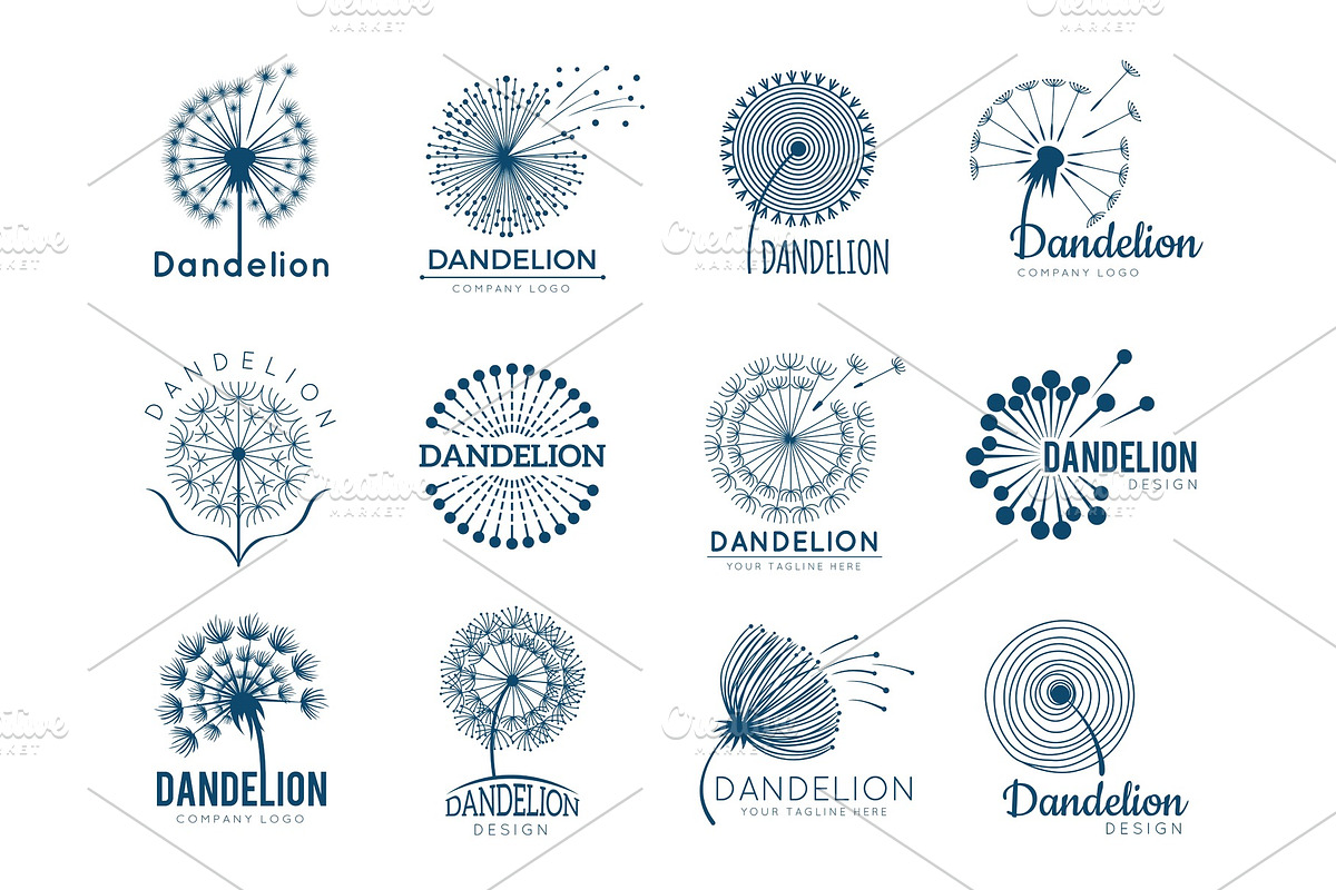 Botany dandelion logo. Herbal leaves in Graphics - product preview 8