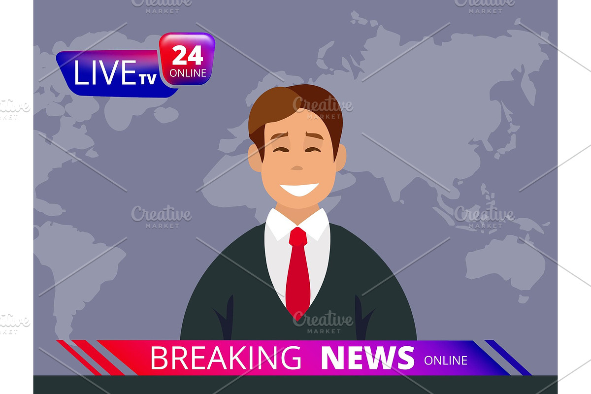 Television news. Breaking reporter in Graphics - product preview 8