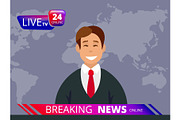Television news. Breaking reporter
