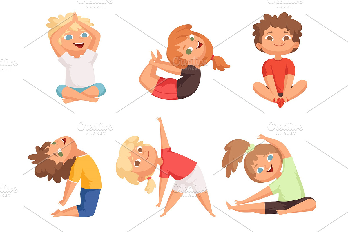 Yoga kids. Children making different in Graphics - product preview 8