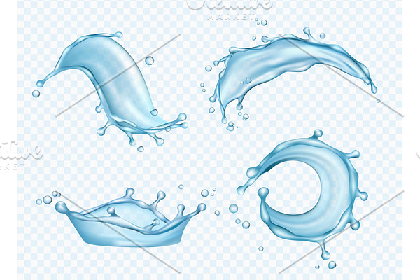 Waters realistic. Aqua splashes