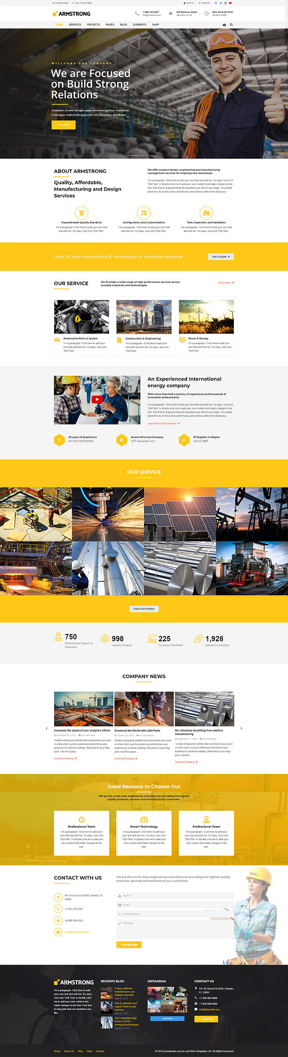 ArmStrong- Factory, Industrial Theme in WordPress Business Themes - product preview 1