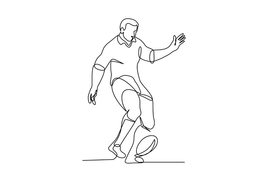 Rugby Player Kicking Ball Continuous