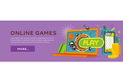 Online Games Web Banner Isolated