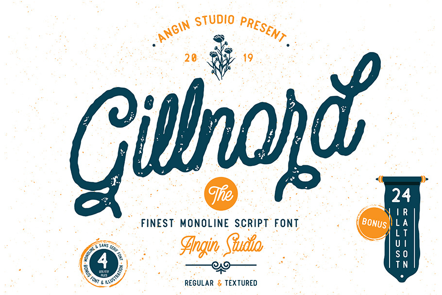 Gillnord Script (4 fonts & extras)