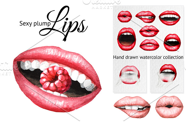 Lips. Watercolor collection