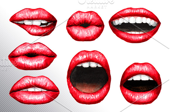 Lips. Watercolor collection in Illustrations - product preview 2