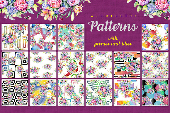 Bouquet with peonies and lilies in Illustrations - product preview 5