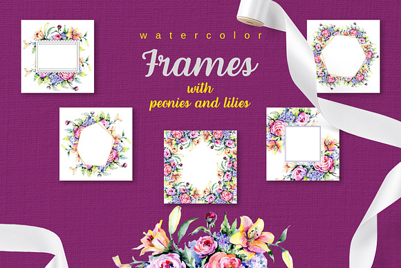 Bouquet with peonies and lilies in Illustrations - product preview 6