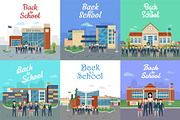 Back to School. Icons with Different