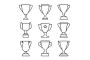 Awarding cup line icons