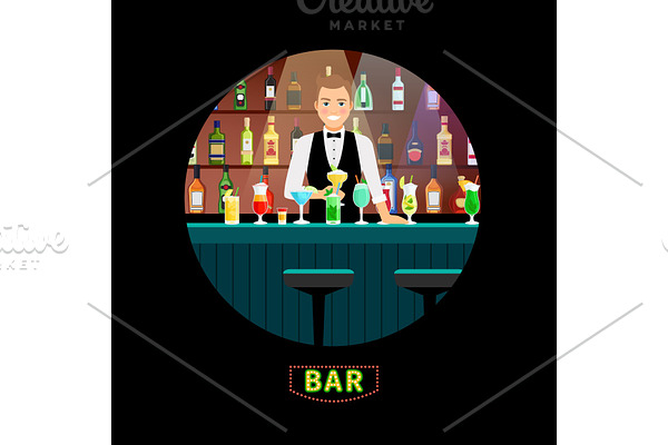 Bartender with luxury alcohol