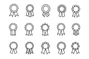 Awards ribbons line icons