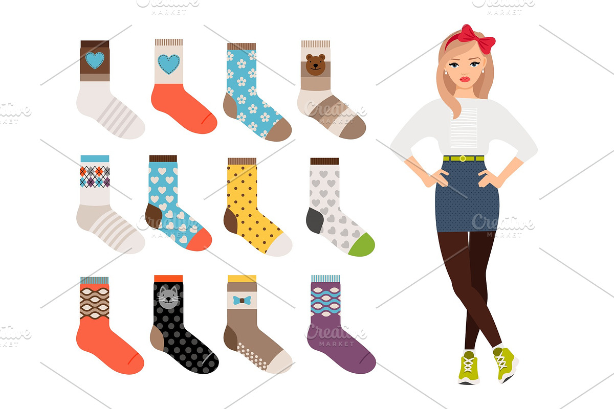 Woman warm and casual socks in Illustrations - product preview 8